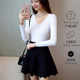 Áo len nữ kiểu cổ tim phong cách hàn quốc tay dài mùa thu đông ARCTIC HUNTER