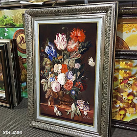 Tranh hoa treo tường phong cách cổ điển Châu âu. Tranh in trên chất liệu vải canvas cao cấp, khung gỗ composit. MS 4596