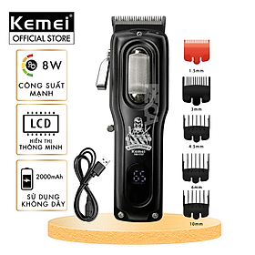 Tông đơ cắt tóc chuyên nghiệp Kemei KM-1727 công suất mạnh 8W màn hình LCD sạc nhanh USB tiện lợi - Chính hãng