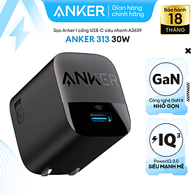 Sạc ANKER 313 GEN 2 30W 1 cổng USB-C PiQ 3.0 tương thích PD - A2639 - Hỗ trợ sạc nhanh tối đa 27W cho iPhone 14 Series