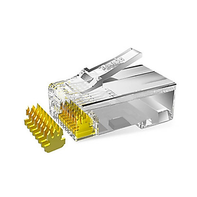 Hình ảnh  Đầu hạt bấm mạng RJ45 UTP Tenda CAT 5E TEH5E010 mạ vàng 24K - Hàng Chính Hãng 