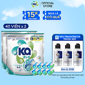 Combo 2 Túi Viên Giặt Xả Đa Năng 4 Trong 1 KA Universal (40 Viên/ Túi)