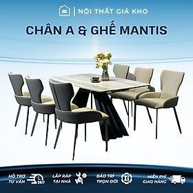 Mua Bàn ăn mặt đá cẩm thạch nhân tạo trắng mây  đen mây  loang nâu kết hợp 4 ghế 6 ghế 8 ghế Mantis