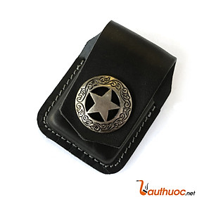 Bao da đựng quẹt Zippoo gắn thắt lưng bằng da thật PK-12