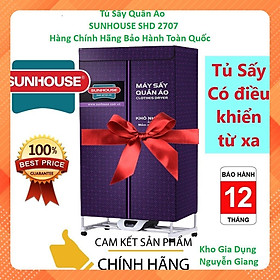 Tủ sấy Quần Áo Máy sấy Quần Áo SUNHOUSE SHD2707, Có điều khiển từ xa , Khử mùi , BH 12 tháng Hàng Chính Hãng