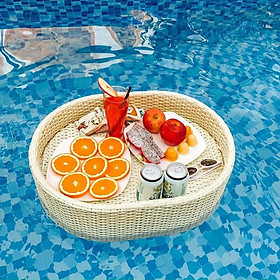Mua khay nổi bể bơi hình oval kích thước 60x45 cm