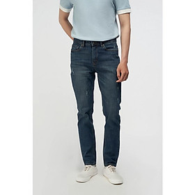 QUẦN JEAN NAM TRƠN FORM SLIM XANH ĐẬM CÀO XƯỚC - 10S22DPA009 | LASTORE MENSWEAR
