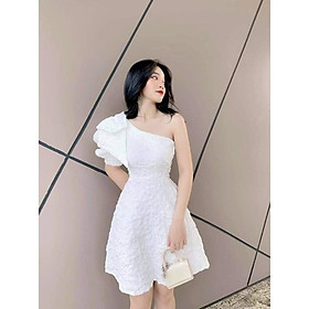 ĐẦM XOÈ GẤM LỆCH VAI NƠ SANG TRỌNG - Size M/L đến 57kg - MS238VMM MM