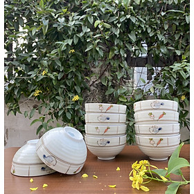 Mua Bộ bát ăn cơm Bát Tràng men kem cao cấp - chén ăn cơm bằng sứ Bát Tràng - Chén cơm sứ giá rẻ