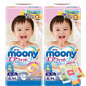 Combo 2 Gói Tã Dán Cao Cấp Moony Nhật Bản XL44 (44 Miếng) - Tặng 1 Thảm Xốp Quây