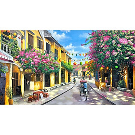 Mua (HCM) Tranh dán tường 3d phố cổ Hội An  tích hợp sẵn keo ( có in theo yêu cầu)
