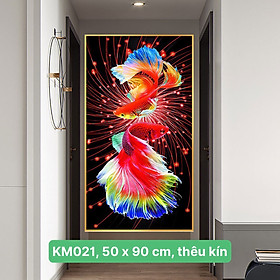 Mua Tranh thêu kín Vũ điệu song ngư KM021  kích thước 50 *90 cm