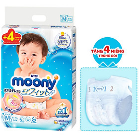 Tã Dán Cao Cấp Moony Nhật Bản M64 (64 Miếng) - Tặng 4 miếng trong gói