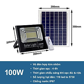 Đèn pha năng lượng mặt trời 100W ( vỏ nhựa )