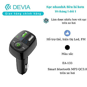 Bộ sạc trên xe hơi Devia bluetooth MP3 smart QC3.0- Hàng chính hãng
