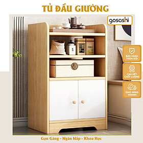Tủ Đầu Giường Gỗ MDF Đa Năng Tab Kệ Mini Có Hộc Tủ, Dùng Cho Phòng Ngủ Phòng Khách - Màu vân gỗ