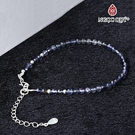 Vòng tay đá sapphire hạt mini khóa bạc thủy, mộc - Ngọc Quý Gemstones