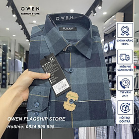 Áo sơ mi đũi dáng suông cổ đức dài tay