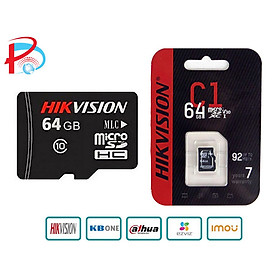 Thẻ Nhớ Micro SD Hikvision 128G-64GB-32G chuẩn Class 10, Thẻ nhớ camera, Thẻ nhớ điện thoại - hàng chính hãng - Thẻ Hikvision C1 Đen - 64GB