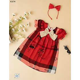 Đầm váy babydoll tay phồng mùa hè cho bé gái diện đi chơi đi học đẹp size 12-35kg chất lụa mềm mát