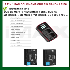 Mua BỘ 2 PIN 1 SẠC ĐÔI VER 2 KINGMA CHO CANON LP-E6 - HÀNG CHÍNH HÃNG