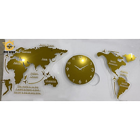 Mua Đồng Hồ Treo Tường Hình Map Màu vàng trang trí phòng khách sang trọng