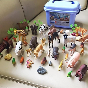 Đồ chơi mô hình động vật hoang dã bằng nhựa dẻo đặc siêu bền 58 chi tiết - Bộ đồ chơi cho bé phân biệt các con vật, con thú phát triển trí não