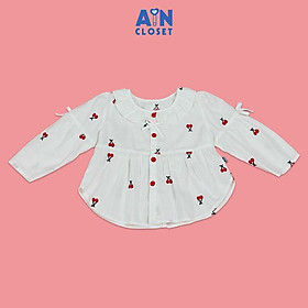 Áo Sơ mi Trắng Dài tay bé gái họa tiết Cherry Đỏ Cotton - AICDBGHEIAMG - AIN Closet