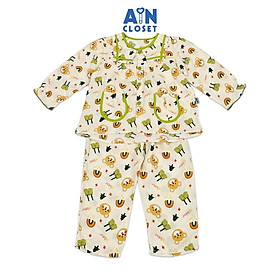 Bộ quần áo Dài bé gái họa tiết Gấu Thông Xanh lanh lụa. - AICDBGFLAAM7 - AIN Closet