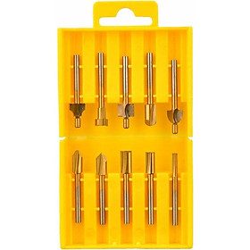 10 PC/đợt 1/20,3 cm 3 mm mini  bộ định tuyến Titane Bit Bit Wood Cutter Frack Frack tương thích với khắc, vàng