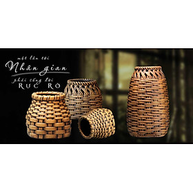 Bình hoa lọ cắm hoa gốm sứ mộc giả mây tre đan - Bình hoa kiểu dáng mới độc đáo - Gốm Bát tràng