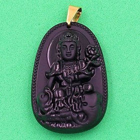 Mặt Phật Bồ Tát Phổ Hiền thạch anh đen 3.6cm - Phật bản mệnh tuổi Thìn, Tỵ