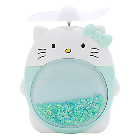 Quạt Sạc Mini - Hello Kitty Xanh