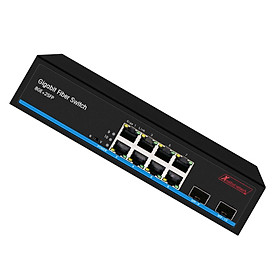 Bộ chuyển mạch 10 Port unmanaged Gigabit Ethernet, 8 port PoE, Passive 24V auto detection, 2SFP  Ethernet Switch - Xmethod Network - Hàng chính hãng 