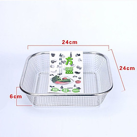 Mua Rổ lưới VUÔNG Inox 24cm Gọng Inox dày và chắc chắn