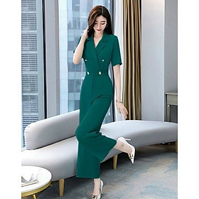 JUMPSUIT LỤA PHỐI NÚT CỔ VEST SANG TRỌNG