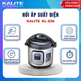 Nồi áp suất điện đa năng Kalite KL636, công suất 950W, dung tích 6L, bảng điều khiển setup sẵn đa dạng món ngon, có chức năng hẹn giờ, hàng chính hãng