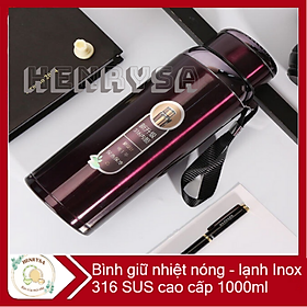 Mua Bình giữ nhiệt nóng - lạnh Inox 316 SUS cao cấp 1000ml  - HENRYSA