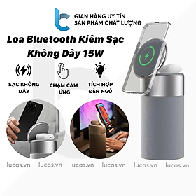 Mua Loa Bluetooth WIWU Leju Wi-W022 Kiêm Sạc Không Dây 15W Cho IPHONE/ AIRPODS/ Đèn Ngủ Cảm Ứng/ Âm Thanh Chuẩn - Hàng Chính Hãng