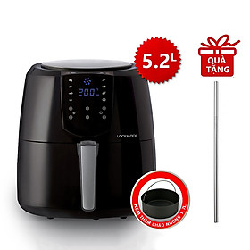 Nồi Chiên Không Dầu Điện Tử Lock&Lock EJF357 5.2 Lít - Hàng Chính Hãng, Điều Chỉnh Nhiệt Độ, Hẹn Giờ, Giữ Ấm, Kèm Chảo Nướng và Ống Hút Thẳng Inox 304