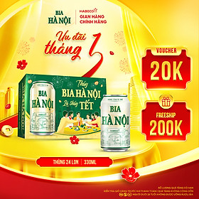 Bia Hà Nội Nhãn Xanh phiên bản Tết 2026 - Thùng 24 Lon 330ml