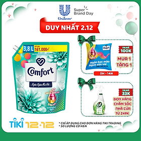 Nước Xả Làm Mềm Vải Comfort Chăm Sóc Chuyên Sâu Ngăn Ngừa Mùi Hôi Hương Tươi Mát túi 3.8L