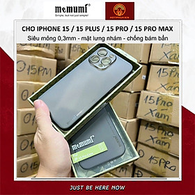 Ốp lưng nhám siêu mỏng 0.3mm cho iPhone 15, 15 Plus, 15 Pro, 15 Pro Max hiệu Memumi Slim - mặt lưng chống trượt, chống bám bẩn - Hàng nhập khẩu