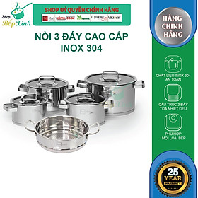 Combo Bộ nồi inox và xửng hấp Fivestar 5 món nắp kính ( 1nồi 16cm x1nồi 18cm x1nồi 20cm x1nồi 24cm x 1thân xửng 24cm)