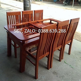 Mua Siêu SALE: Mẫu bàn ăn xoan ta gia đình giá rẻ ( bàn ăn 80x160 kết hợp cùng 6 ghế)
