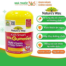 Kẹo Dẻo Cho Bé Nature's Way Kids Smart Vita Gummies Multi Vitamin for Fussy Eaters Kích Thích Ăn Ngon - Hộp 60 Viên