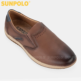 Giày Nam, Giày Lười da Bò SUNPOLO SPH423 (Xanh navy, Nâu)