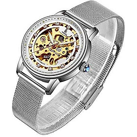 Gute Women's Steampunk Skeleton Automatic Mechanical Self Winding Wristwatch
