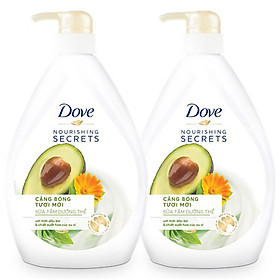 Combo 02 Sữa Tắm Dove Căng Bóng Tươi Mới - Bơ 530G