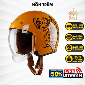 Nón bảo hiểm 3/4 royal m139 có kính âm v7 bóng